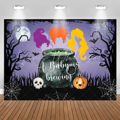 Lofaris Brewing Purple Halloween Night Baby Shower Backdrop