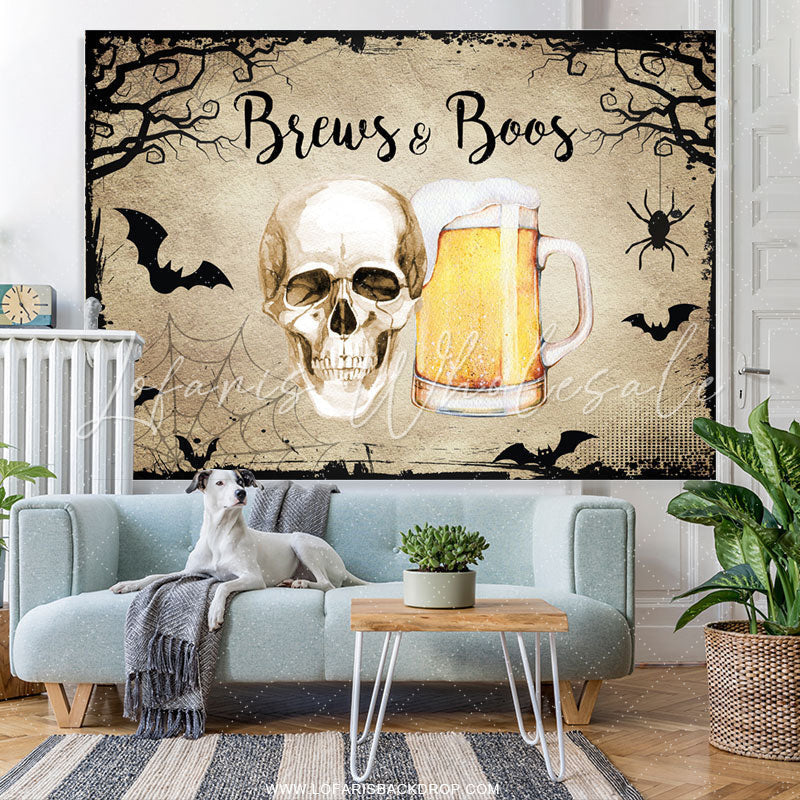 Lofaris Brews And Boos Halloween Theme Baby Shower Backdrop
