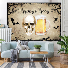 Lofaris Brews And Boos Halloween Theme Baby Shower Backdrop