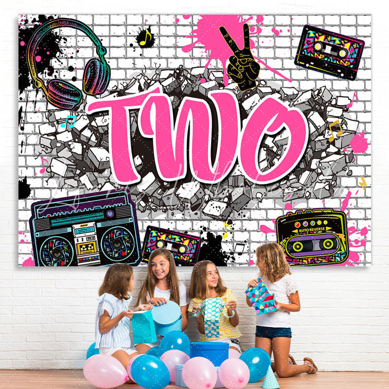 Lofaris Bricks And Radio 2nd Birthday Party Backdrop For Boy