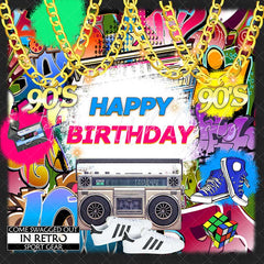 Lofaris Bright and Shiny Amazing Happy 90S Birthday Backdrop