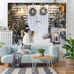 Lofaris Bright And White Christmas Trees Outside The Door