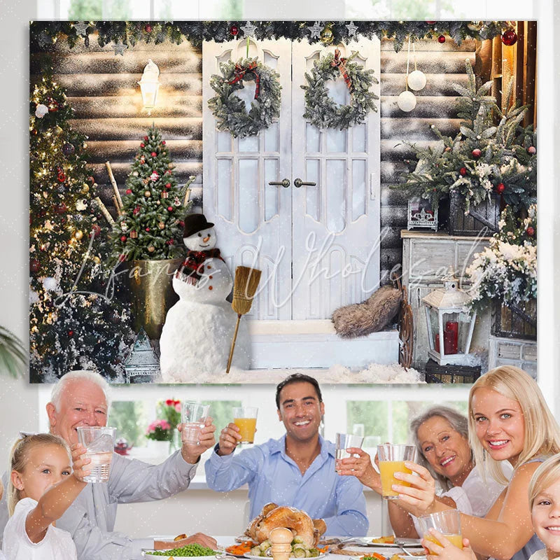 Lofaris Bright And White Christmas Trees Outside The Door