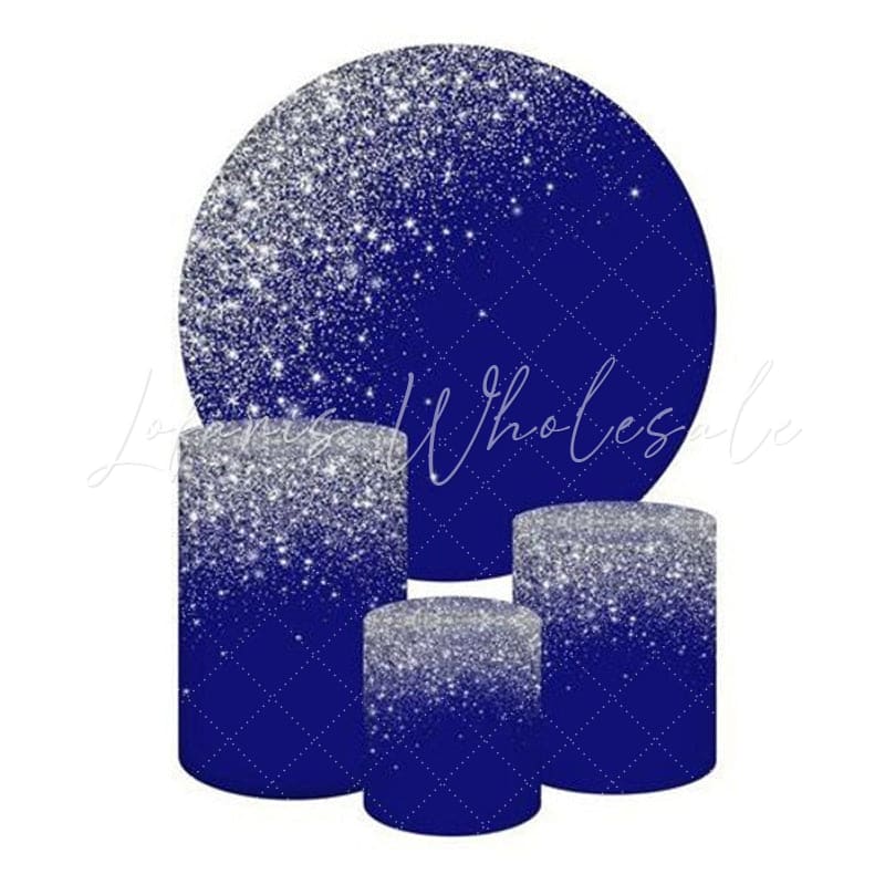 Bright Blue Themed Round Backdrop and Cylinder Kit for Decor