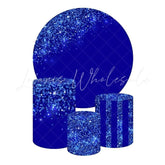 Bright Blue Themed Round Backdrop and Cylinder Kit for Parties
