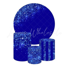 Bright Blue Themed Round Backdrop and Cylinder Kit for Parties