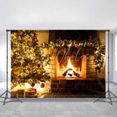 Lofaris Bright Chrismas Tree Gift And Stone Brick Backdrop