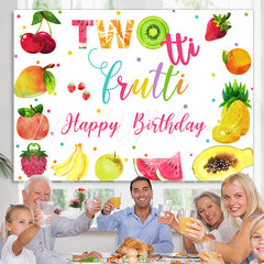 Lofaris Bright Fruits 2nd Happy Birthday Backdrop Decoration