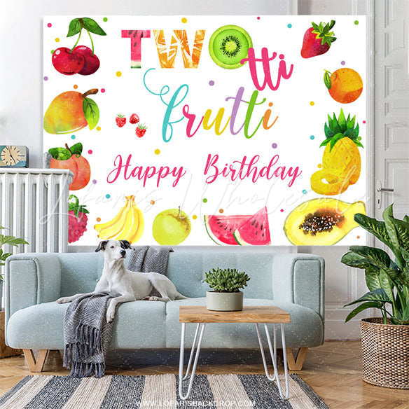 Lofaris Bright Fruits 2nd Happy Birthday Backdrop Decoration
