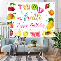 Lofaris Bright Fruits 2nd Happy Birthday Backdrop Decoration