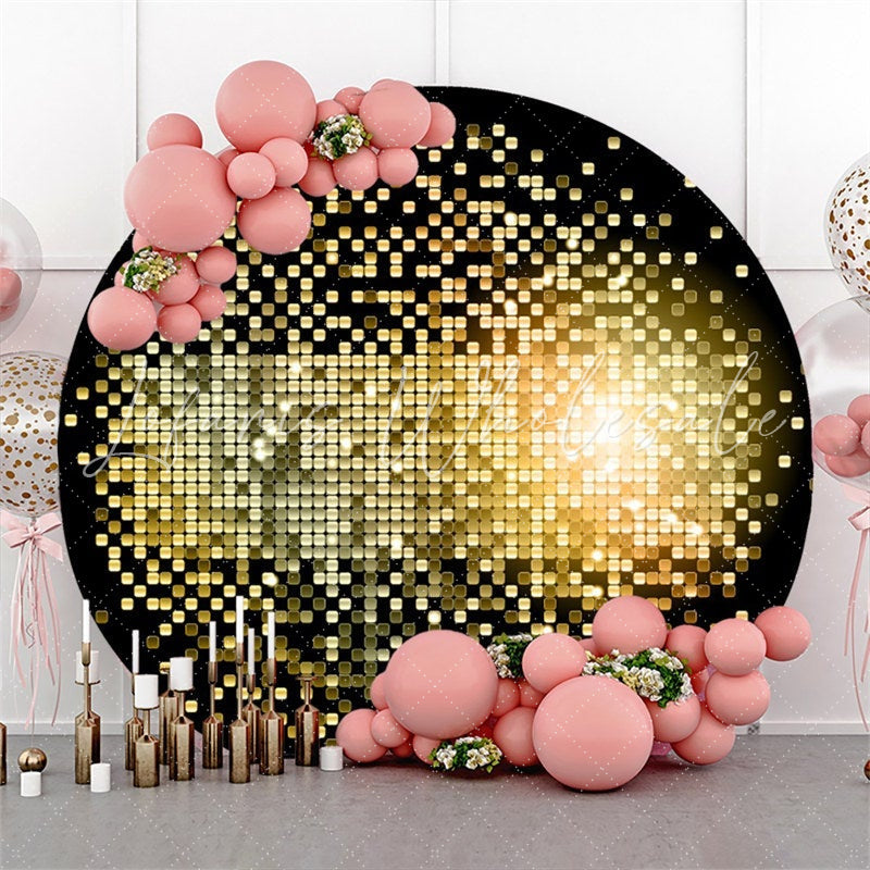 Lofaris Bright Golden Bokeh Round Birthday Party Backdrops