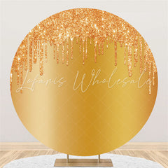 Lofaris Bright Golden Glitter Round Birthday Party Backdrop