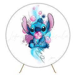 Bright Lilo Stitch Round Backdrop For Energetic Kids Celebration