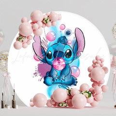 Bright Lilo Stitch Round Backdrop For Energetic Kids Celebration