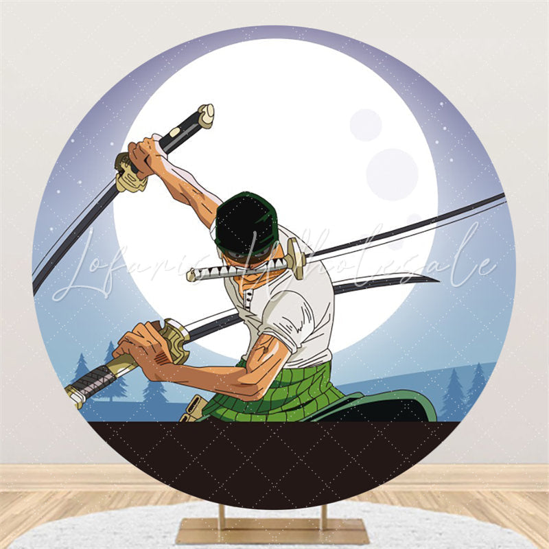 Lofaris Bright Night Moon Round Warrior Birthday Backdrops