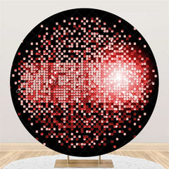 Lofaris Bright Pink Bokeh Round Black Happy Birthday Backdrop