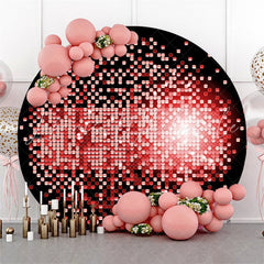 Lofaris Bright Pink Bokeh Round Black Happy Birthday Backdrop
