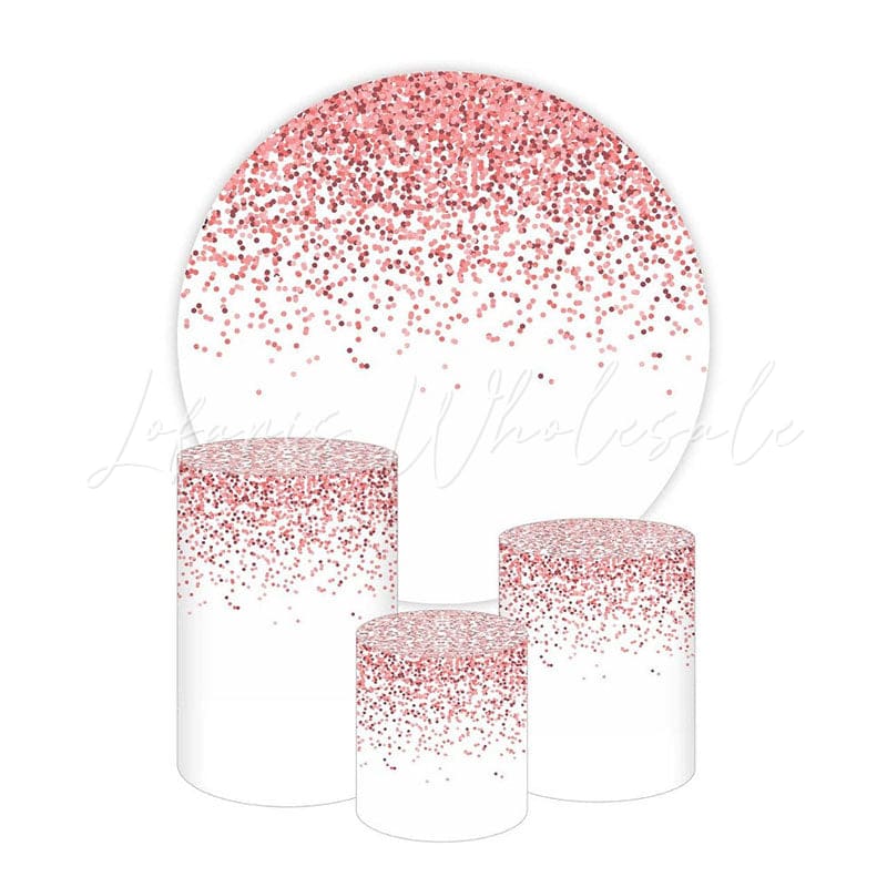 Bright Pink Themed Round Backdrop and Cylinders Kit for Parties