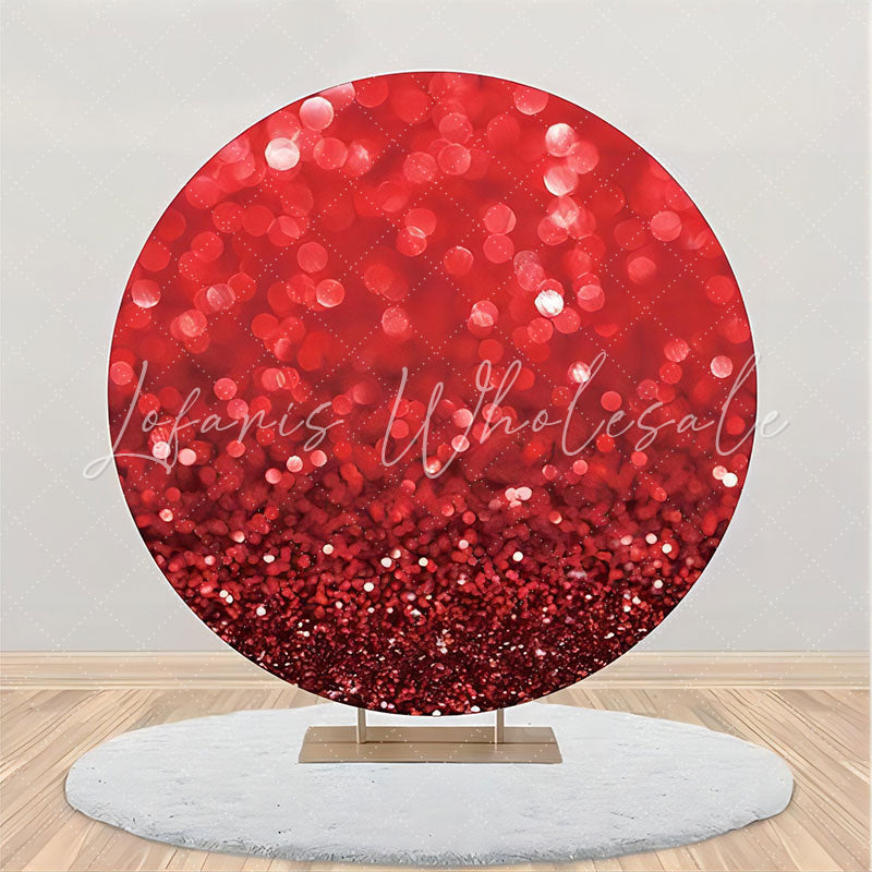 Lofaris Bright Red Glitter Bokeh Round Backdrop For Birthday