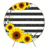 Bright Sunflower Flowers Round Backdrop For Cheerful Party Celebration