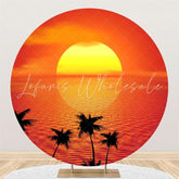 Lofaris Bright Sunset And CoConut Tree Round Birthday Backdrop