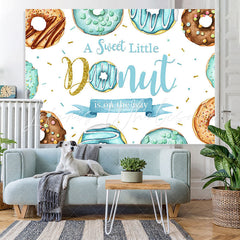 Lofaris Brown And Blue Glitter Donut Theme Baby Shower Backdrop