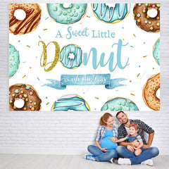 Lofaris Brown And Blue Glitter Donut Theme Baby Shower Backdrop