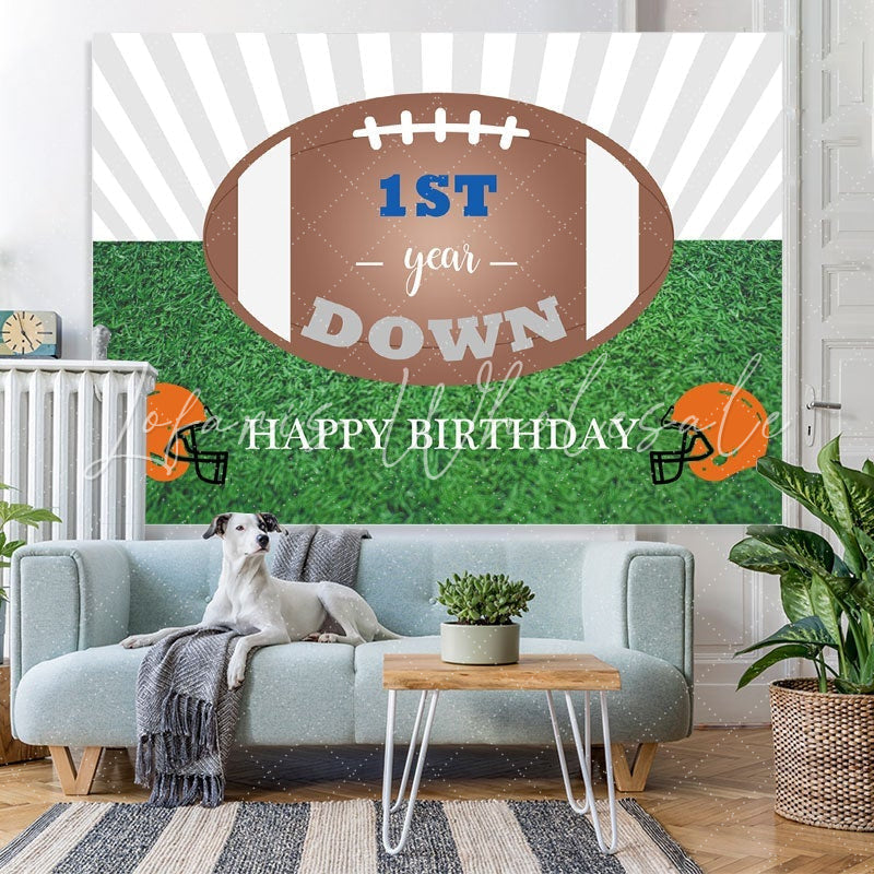 Lofaris Brown Ball And Grassland 1st Happy Birthday Backdrop