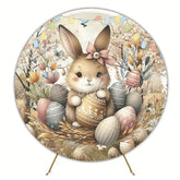 Brown Bunny Easter Round Backdrop for Easter Party