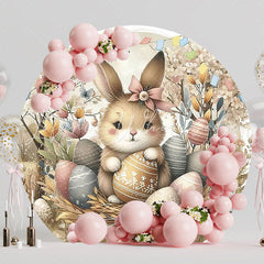 Brown Bunny Easter Round Backdrop for Easter Party