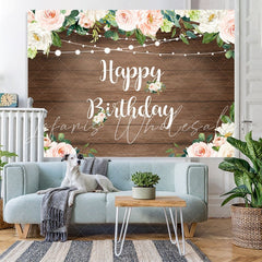 Lofaris Brown Floor Flowers Wall Backdrop for Newborn Birthday