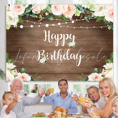 Lofaris Brown Floor Flowers Wall Backdrop for Newborn Birthday