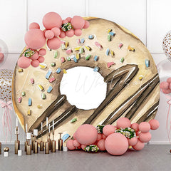 Lofaris Brown Khaki Cream Doughnut Painting Circle Backdrop