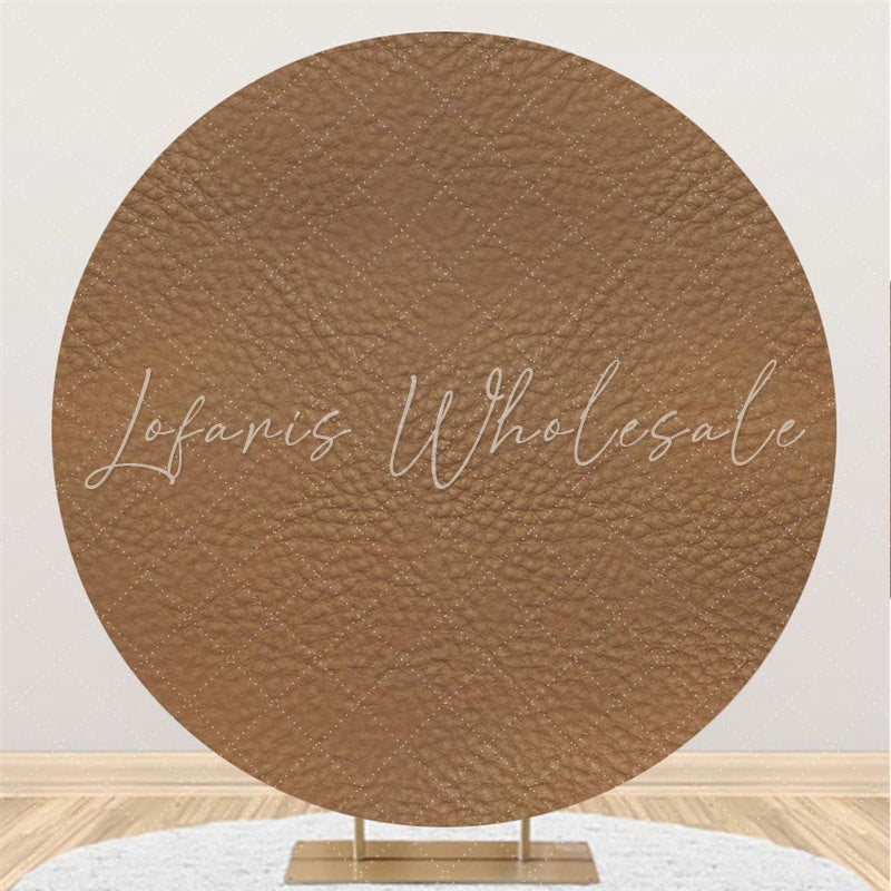 Lofaris Brown Leather Pattern Round Birthday Party Backdrop
