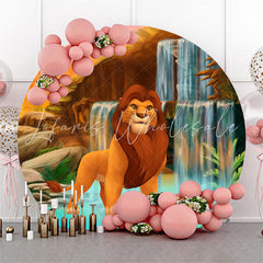 Lofaris Brown Lion And Waterfull Round Birthday Backdrop Kit