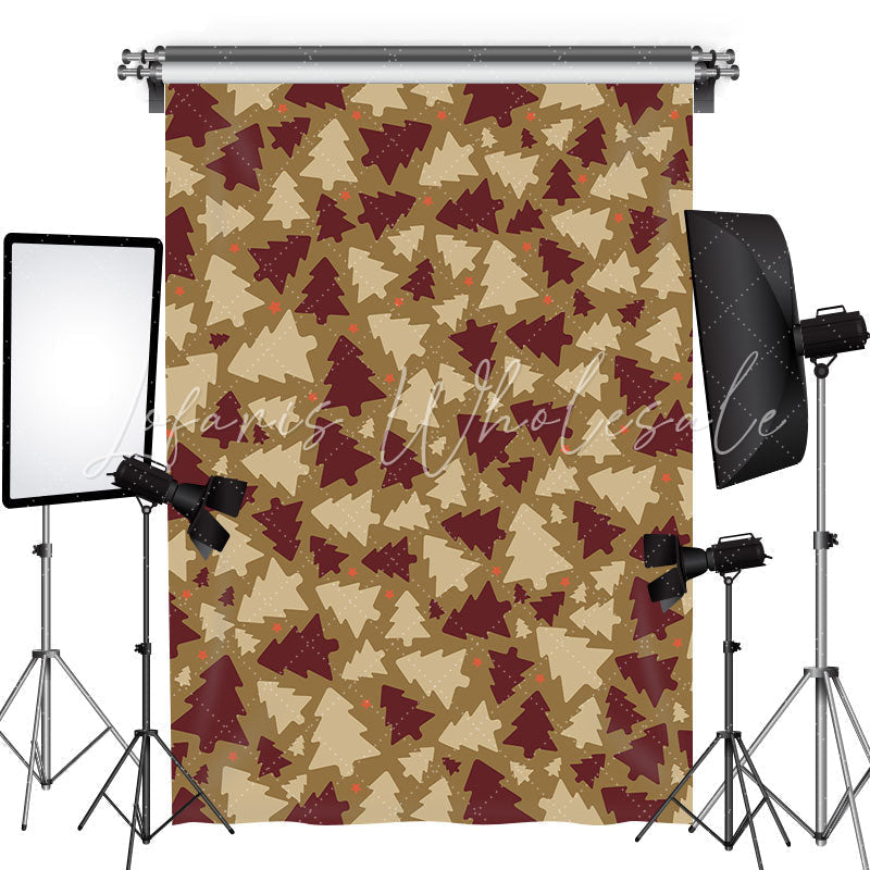 Lofaris Brown Pine Tree Pattern Christmas Photo Backdrop