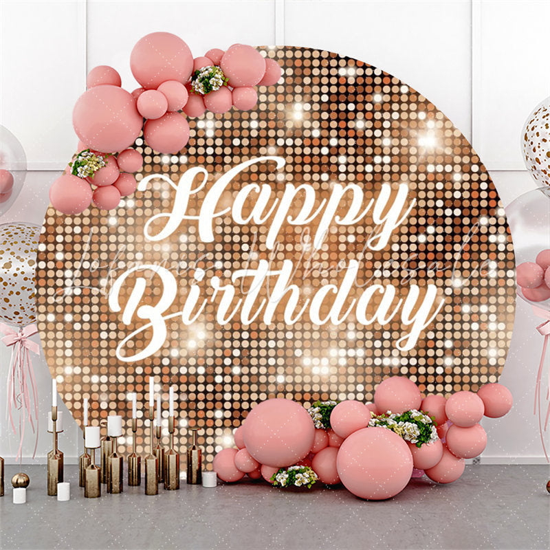 Lofaris Brown Sparkling Sequin Round Happy Birthday Backdrop