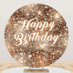 Lofaris Brown Sparkling Sequin Round Happy Birthday Backdrop