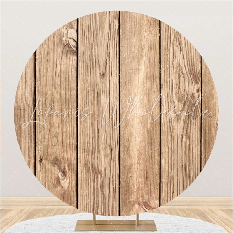 Lofaris Brown Stripe Wooden Circle Happy Birthday Backdrop