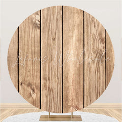Lofaris Brown Stripe Wooden Circle Happy Birthday Backdrop