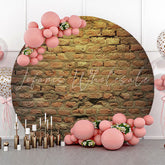 Lofaris Brown Vintage Brick Wall Round Backdrop For Birthday