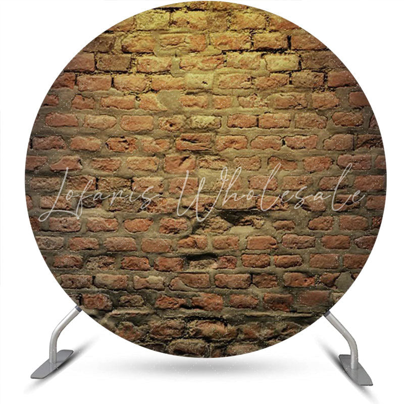 Lofaris Brown Vintage Brick Wall Round Backdrop For Birthday