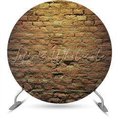 Lofaris Brown Vintage Brick Wall Round Backdrop For Birthday