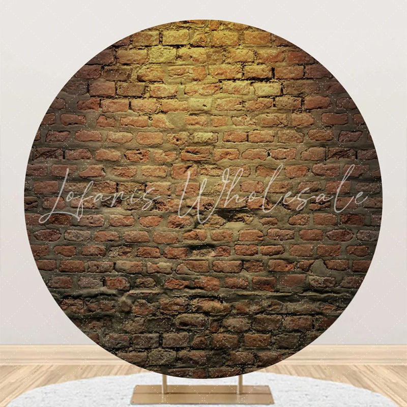 Lofaris Brown Vintage Brick Wall Round Backdrop For Birthday