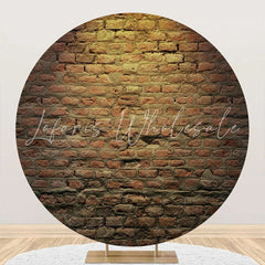 Lofaris Brown Vintage Brick Wall Round Backdrop For Birthday