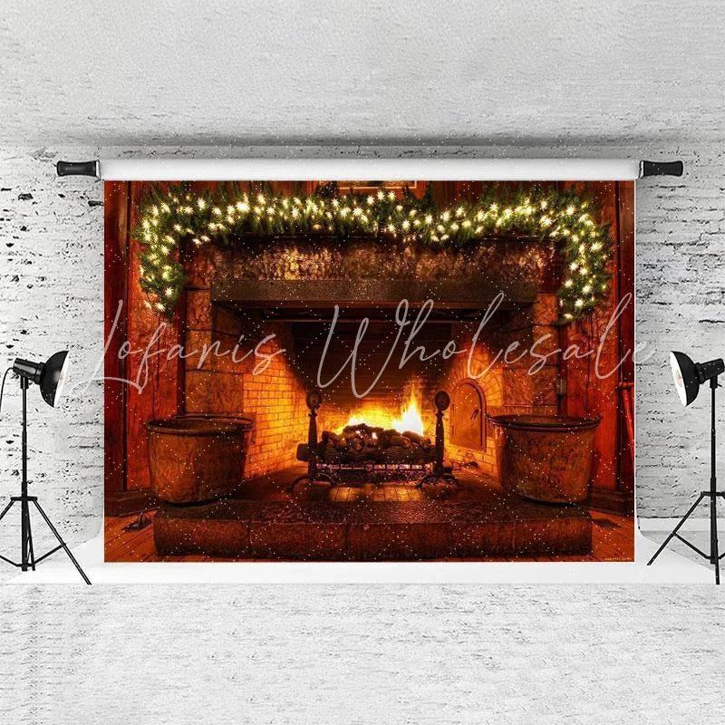 Lofaris Brown Warm Chrismas Fireplace Decoration Backdrops