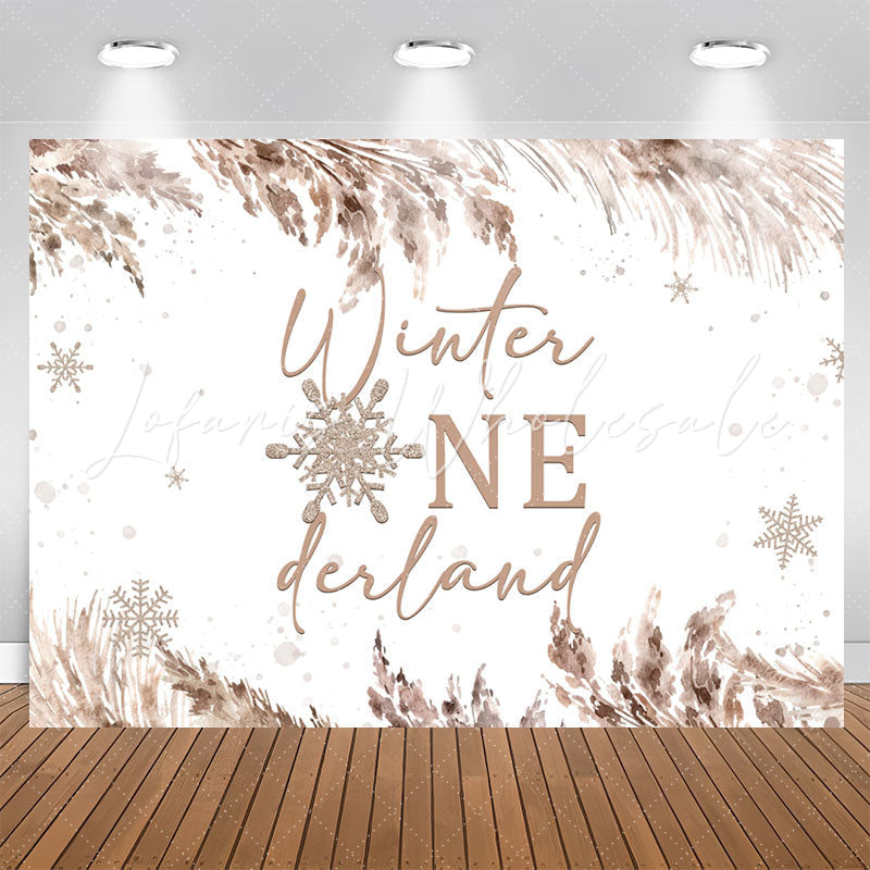 Lofaris Brown Watercolor Ink Snow Winter 1St Birthday Backdrop