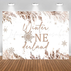 Lofaris Brown Watercolor Ink Snow Winter 1St Birthday Backdrop