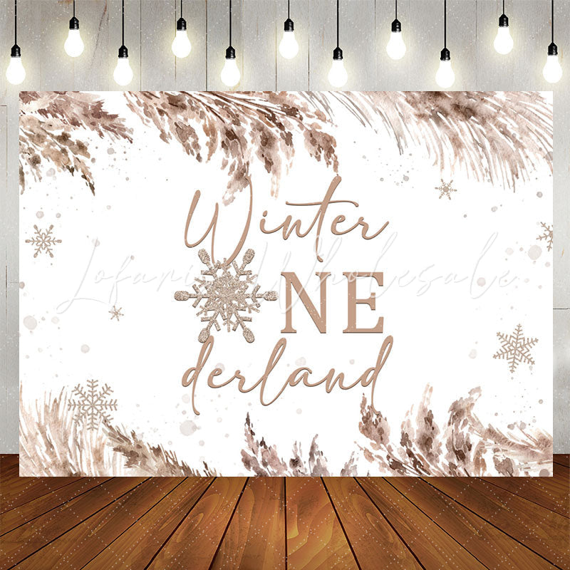 Lofaris Brown Watercolor Ink Snow Winter 1St Birthday Backdrop