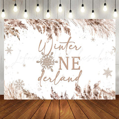 Lofaris Brown Watercolor Ink Snow Winter 1St Birthday Backdrop